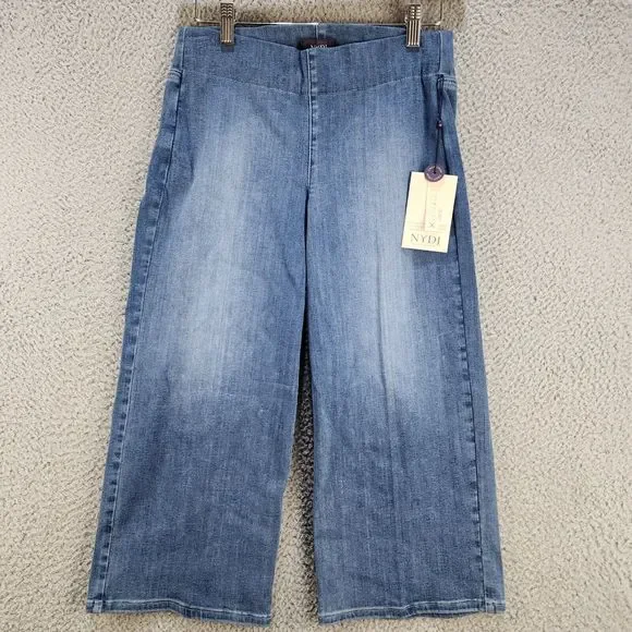 NYDJ Jeans Nydj Petite Pull On Wide Leg Capri Jeans Womens P